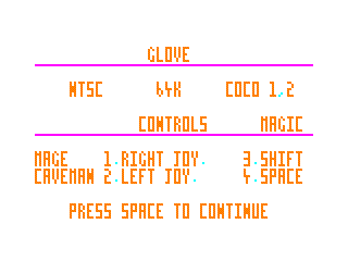 The controls screen.